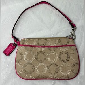 Coach Tan and Pink Wristlet